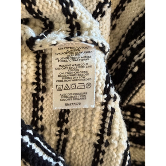 Ann Taylor Black White Striped Tweed Sweater Jacket NWT Small Petite - Picture 4 of 5